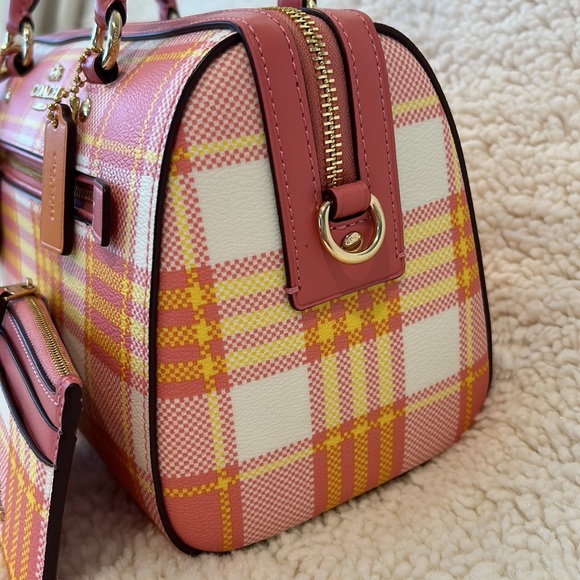 Coach Rowan Garden Plaid Satchel w/ Matching Accessories - Picture 5 of 12